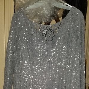 Silver glitter plus size flare dress